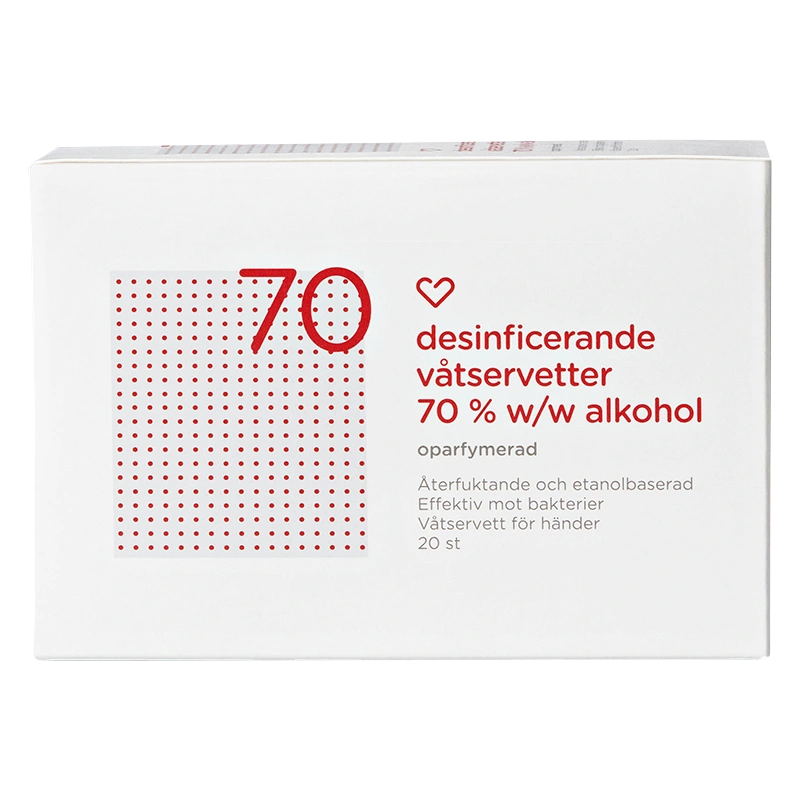 Hjärtats desinficerande våtservetter 70 % oparfymerade