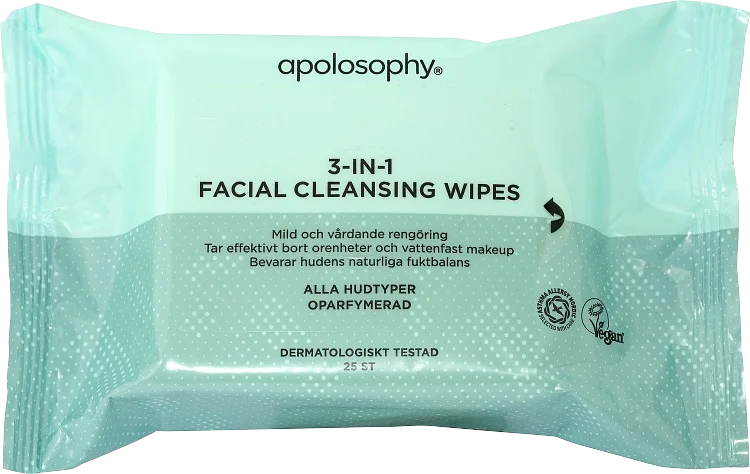 Apolosophy 3in1 Facial Cleansing Wipes 25-Pack