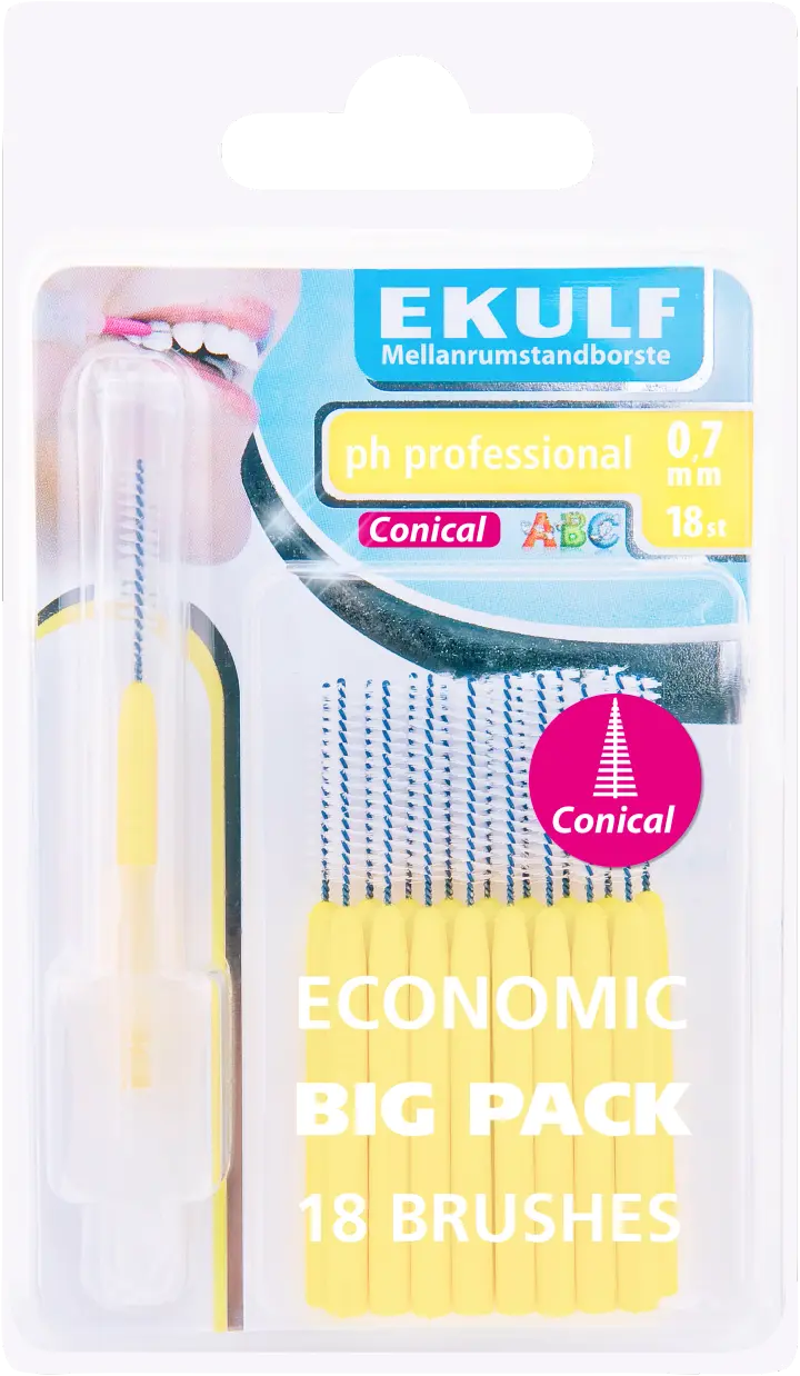 Ekulf pH Professional Konisk Mellanrumsborste 0,7 mm 18 st