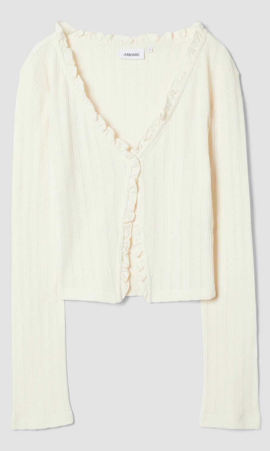 Junkyard Pointelle Långärmad Top Off White