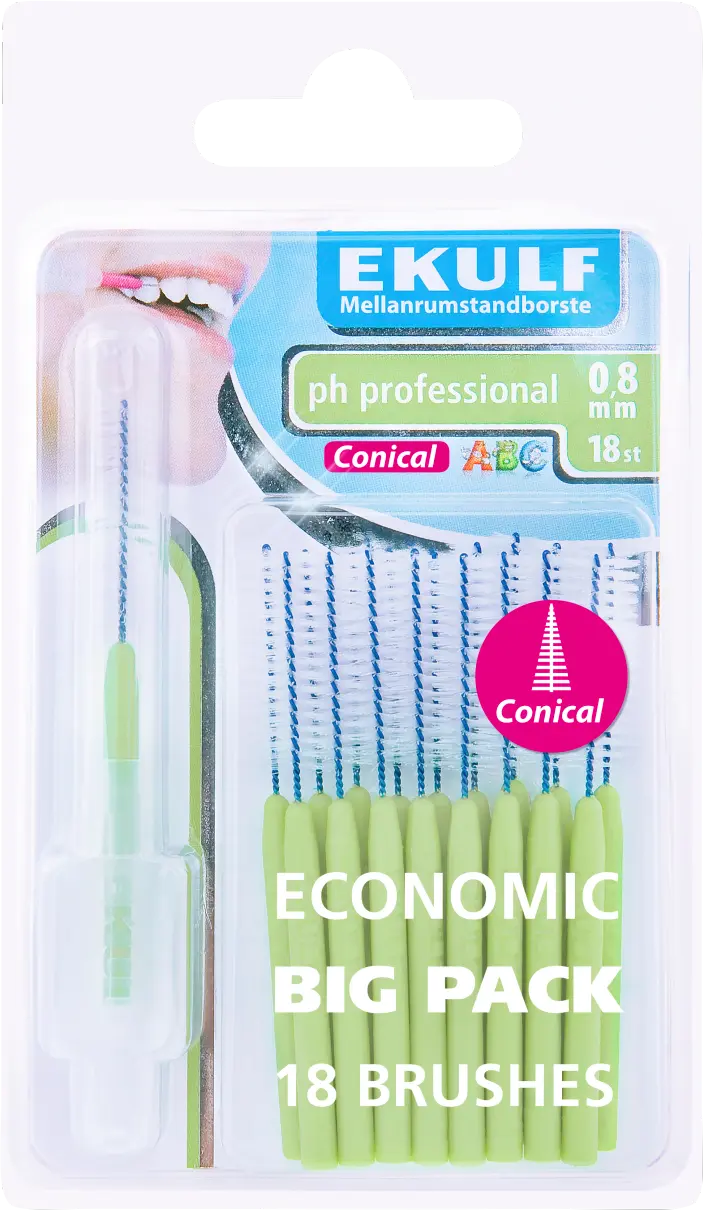 Ekulf pH Professional Koniska Mellanrumsborstar 0,8 mm 18 st