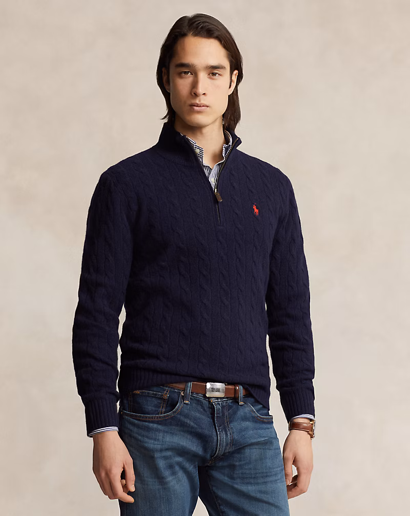 Cable-Knit Quarter-Zip Jumper