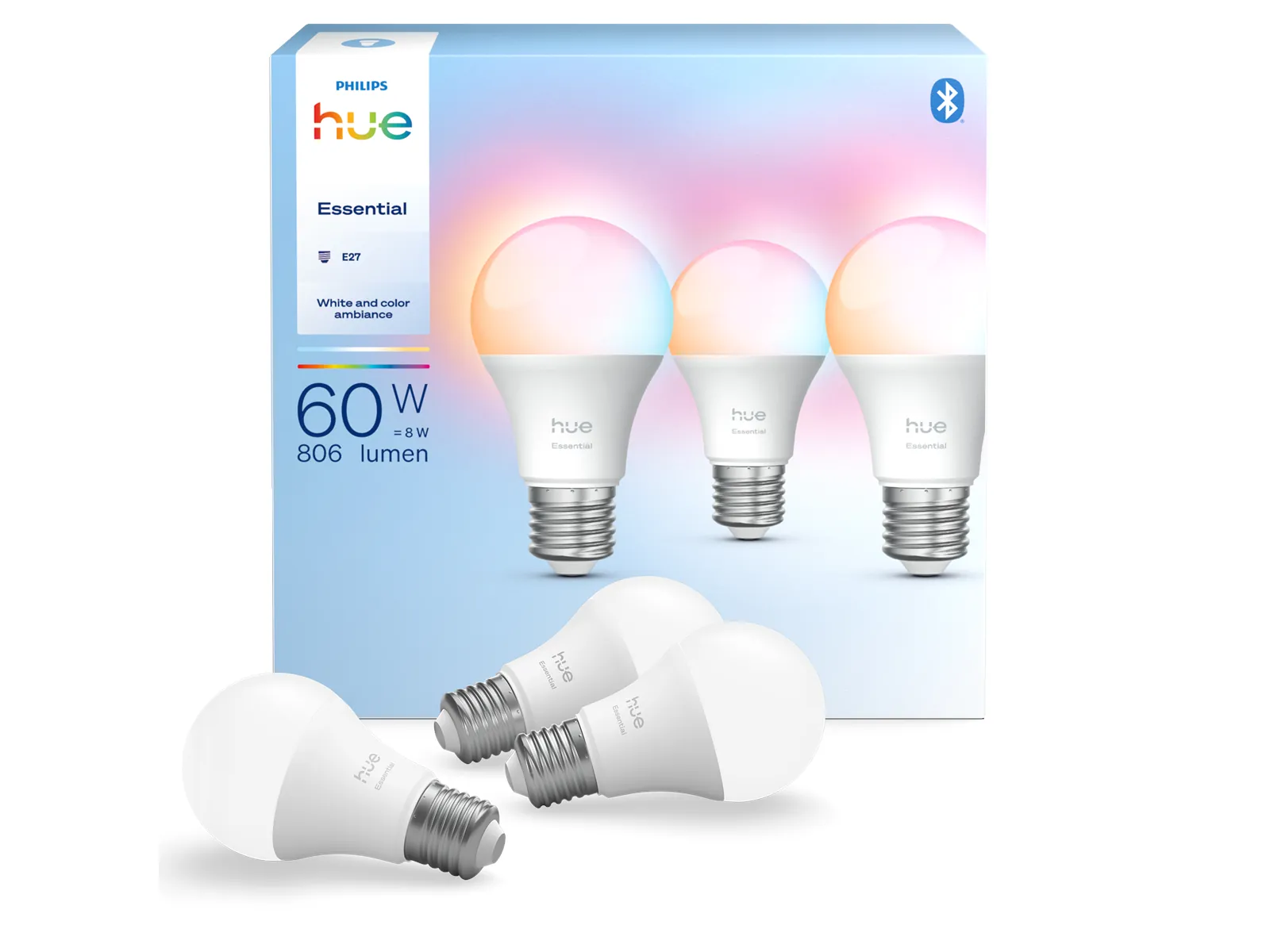 Philips Hue Essential A60 E27 Smartlampor 3-pack