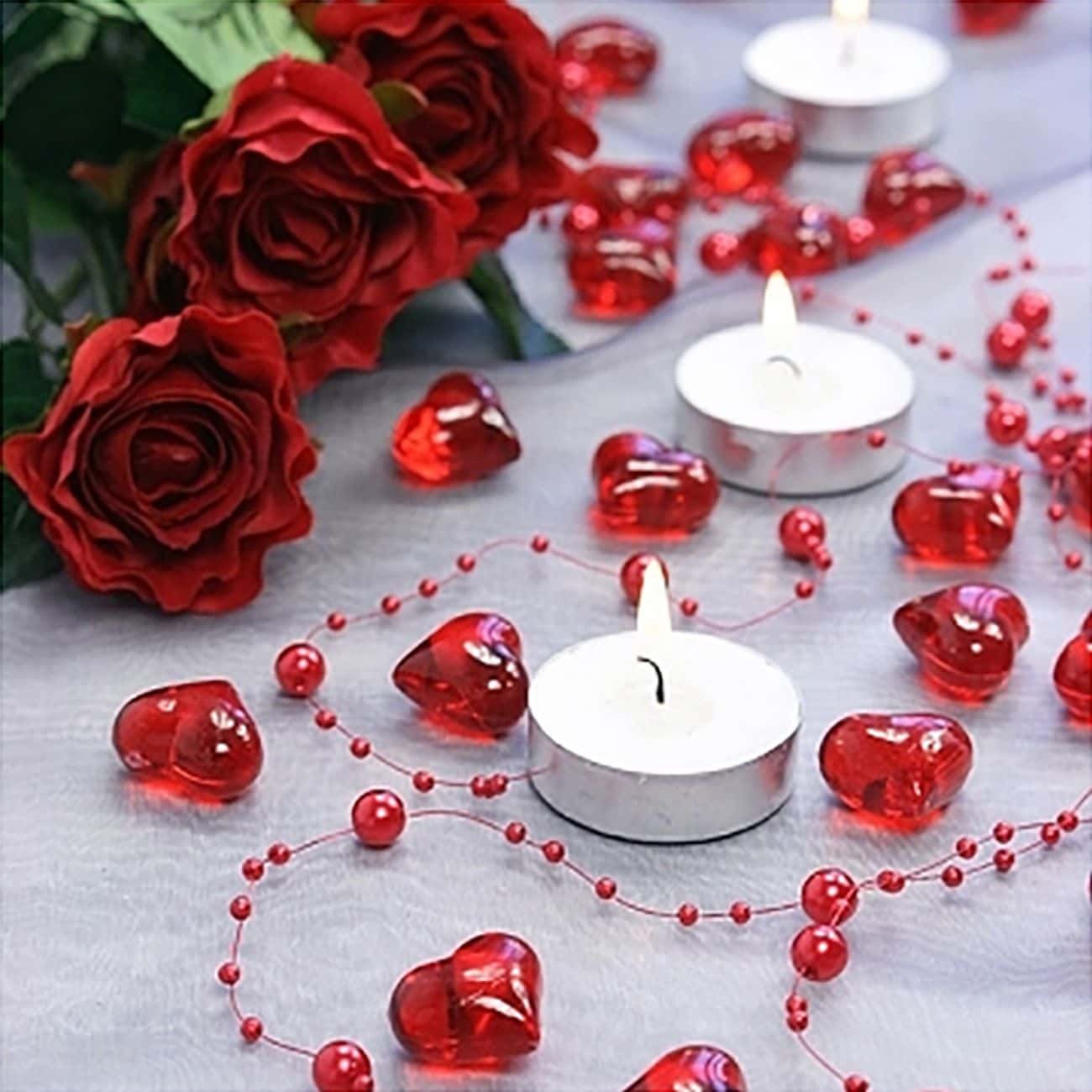 Röda Kristallhjärtan Dekoration