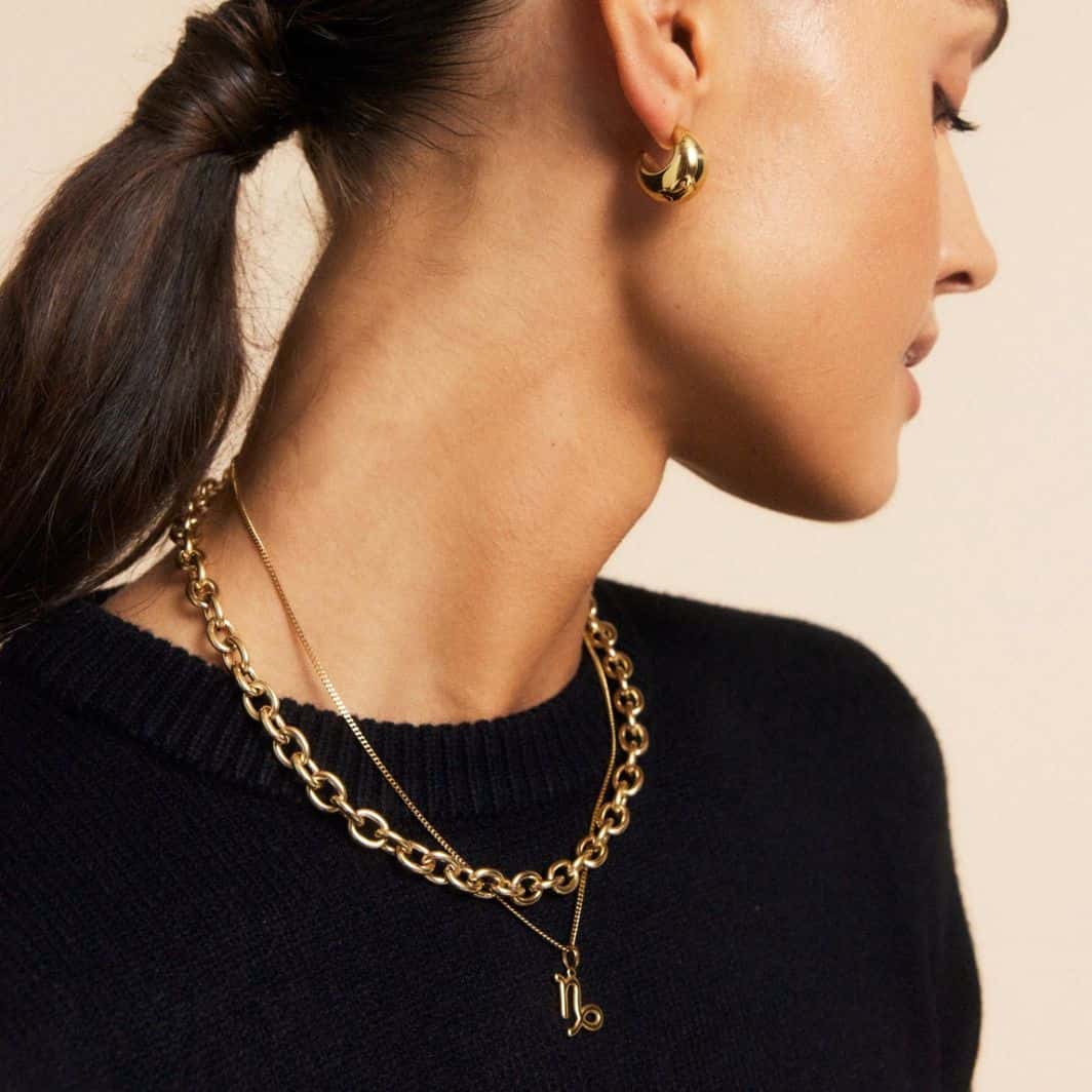 Elegant Capricorn Zodiac Gold Pendant