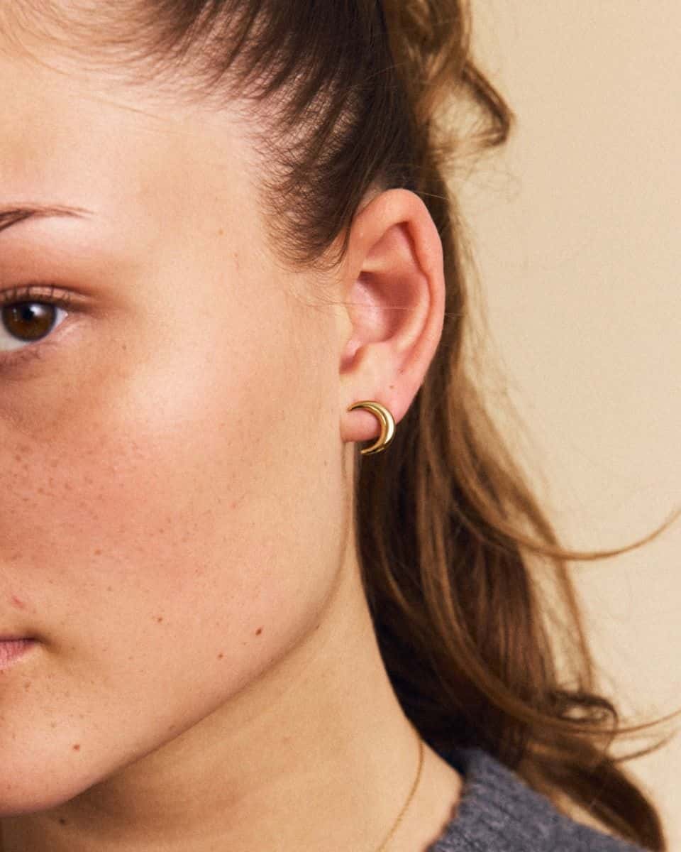 Elegant Gold New Moon Studs