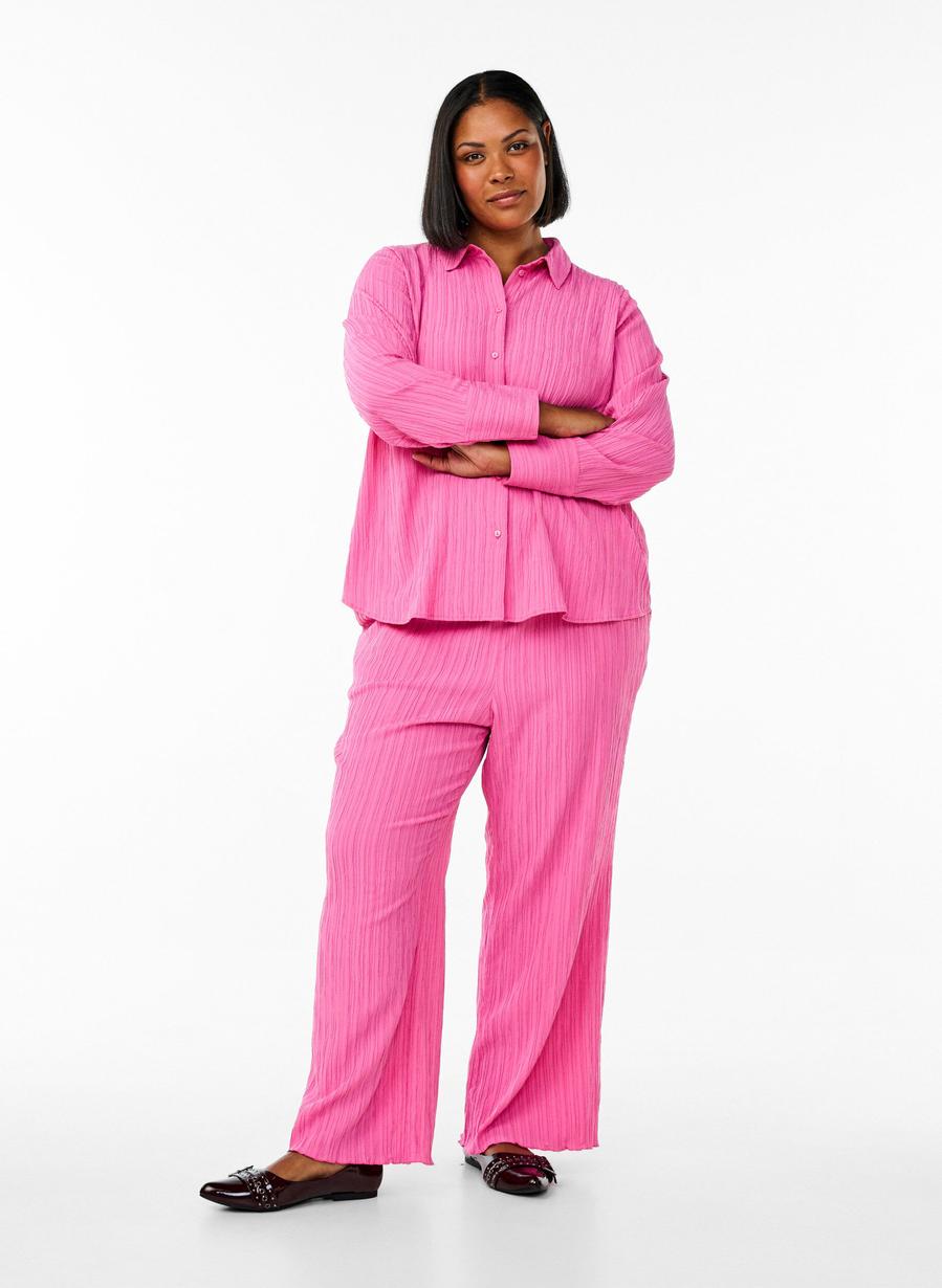 Rosa Texturerad Skjorta Strl. M Zizzi