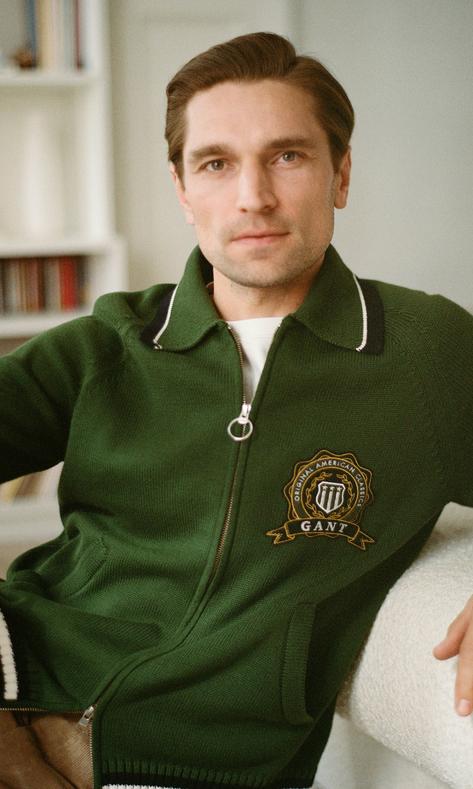 GANT Grön Graphic Full Zip Cardigan