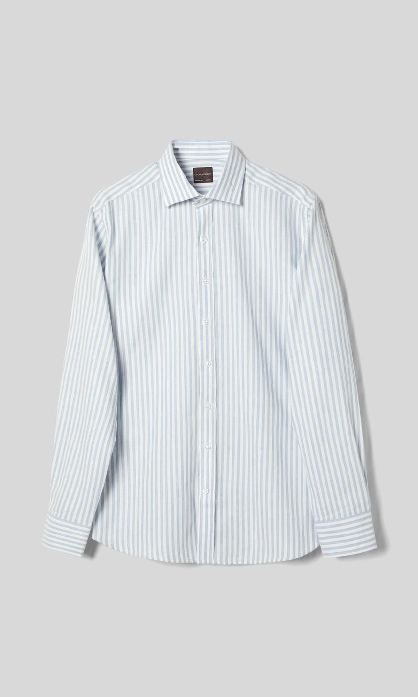 Oscar Jacobson Randig Flanellskjorta Ljusblå