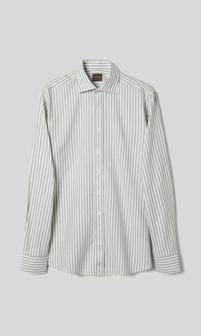 Oscar Jacobson Randig Flanellskjorta Ljusblå