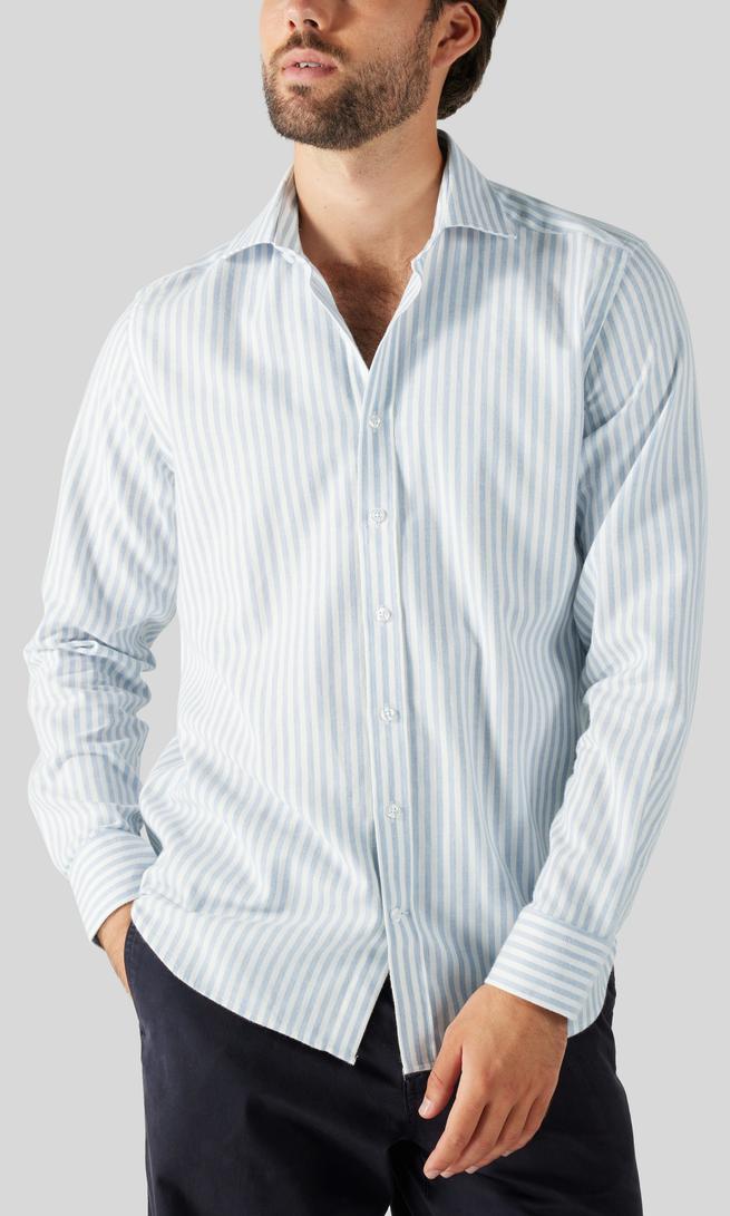 Oscar Jacobson Randig Flanellskjorta Ljusblå