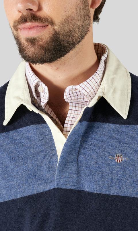 GANT Superfine Lambswool Rugbytröja Marinblå Herr
