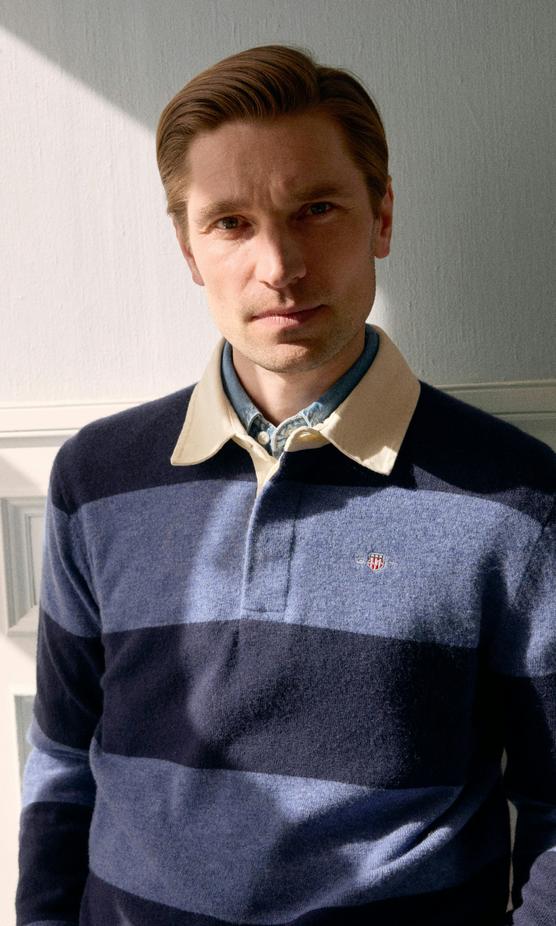 GANT Superfine Lambswool Rugbytröja Marinblå Herr