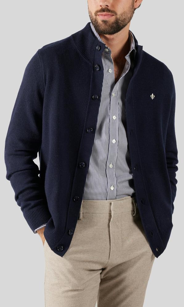 Morris Stockholm Hertford Merinocardigan Marinblå