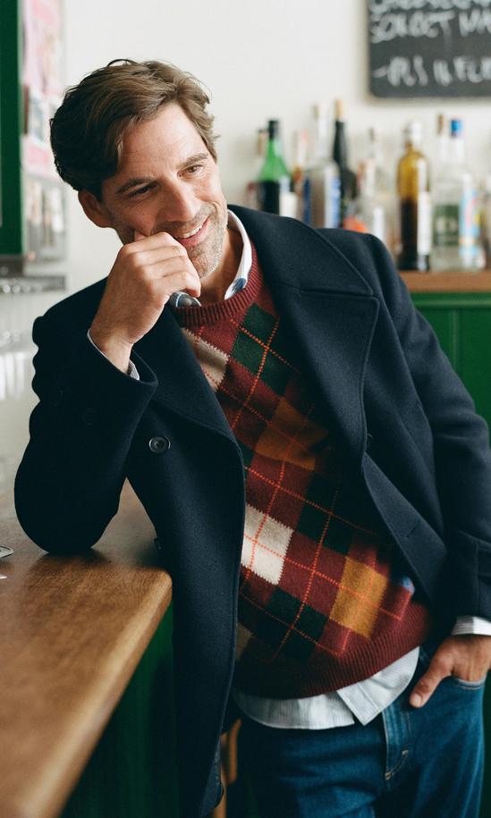 GANT Argyle Crew Neck Tröja Vinröd Herr