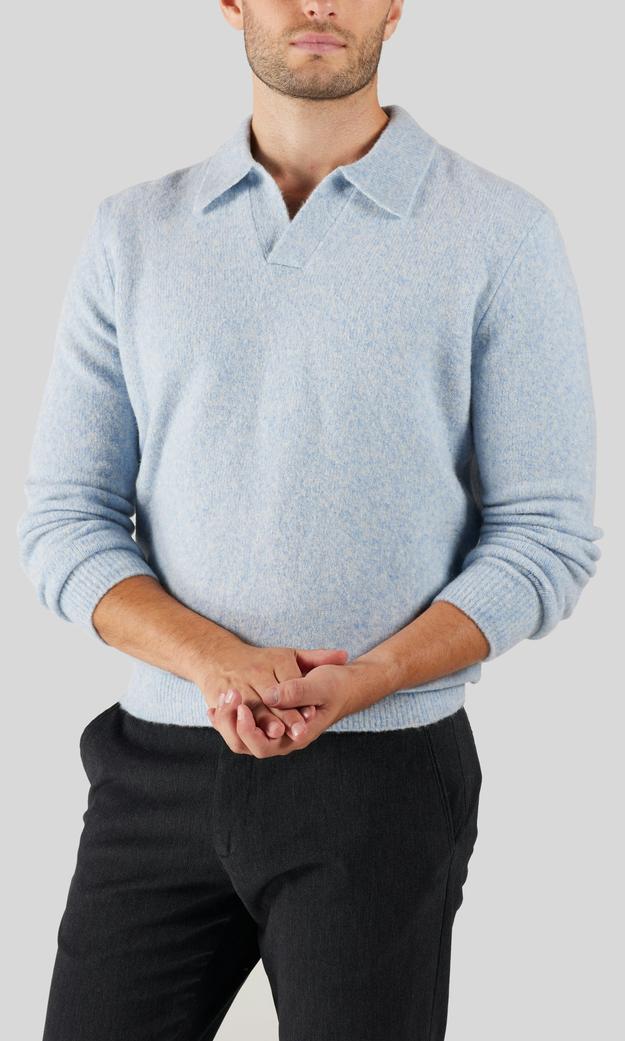 NN07 Hope Boucle Yarn Polo Ljusblå Herr