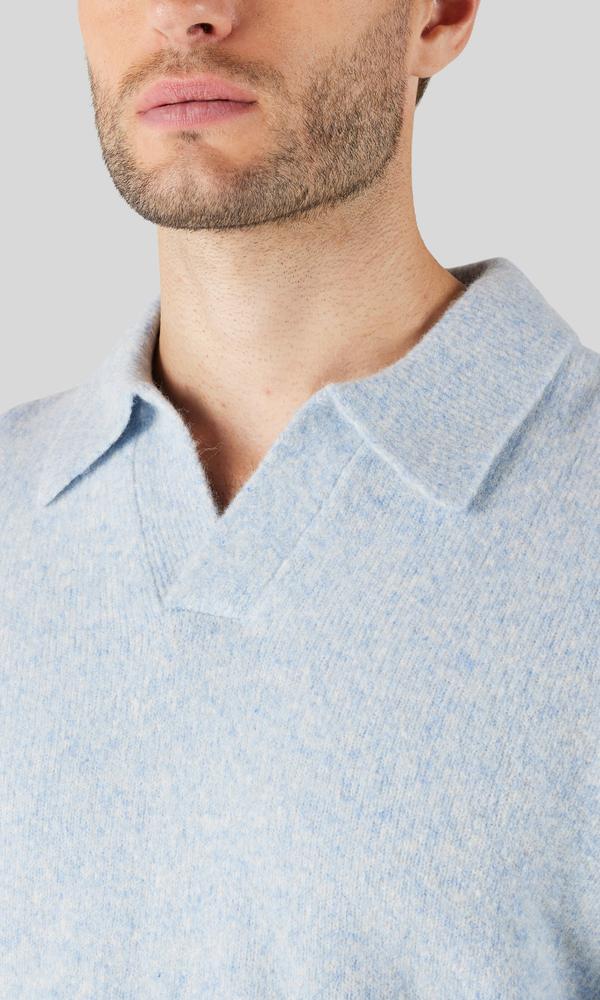 NN07 Hope Boucle Yarn Polo Ljusblå Herr