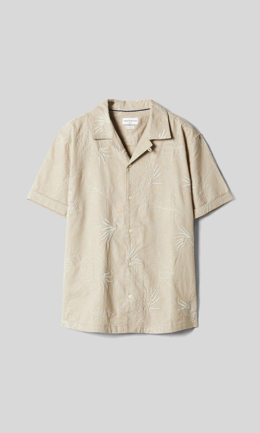 These Glory Days Ljusbeige Broderad Skjorta