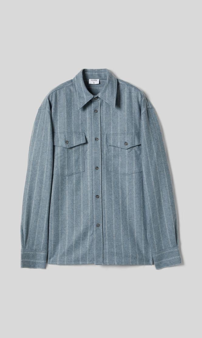 Filippa K Brushed Wool Overshirt Stålblå