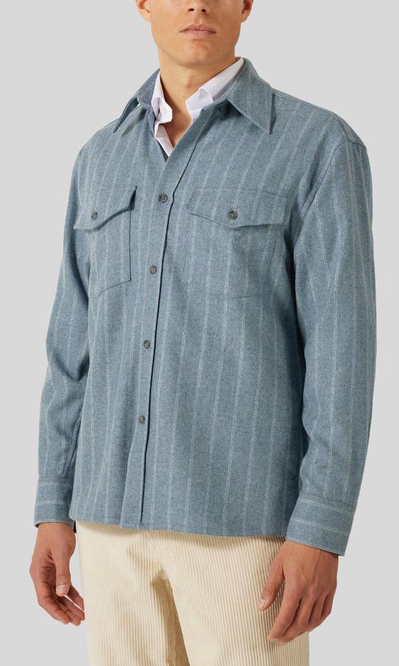 Filippa K Brushed Wool Overshirt Stålblå