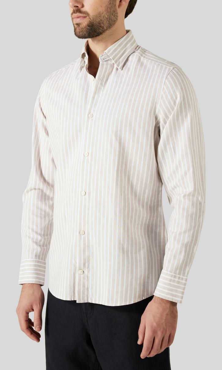 These Glory Days Carmel Randig Linneskjorta Beige