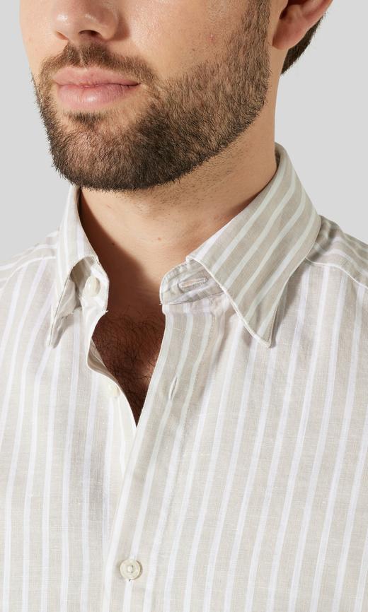 These Glory Days Carmel Randig Linneskjorta Beige