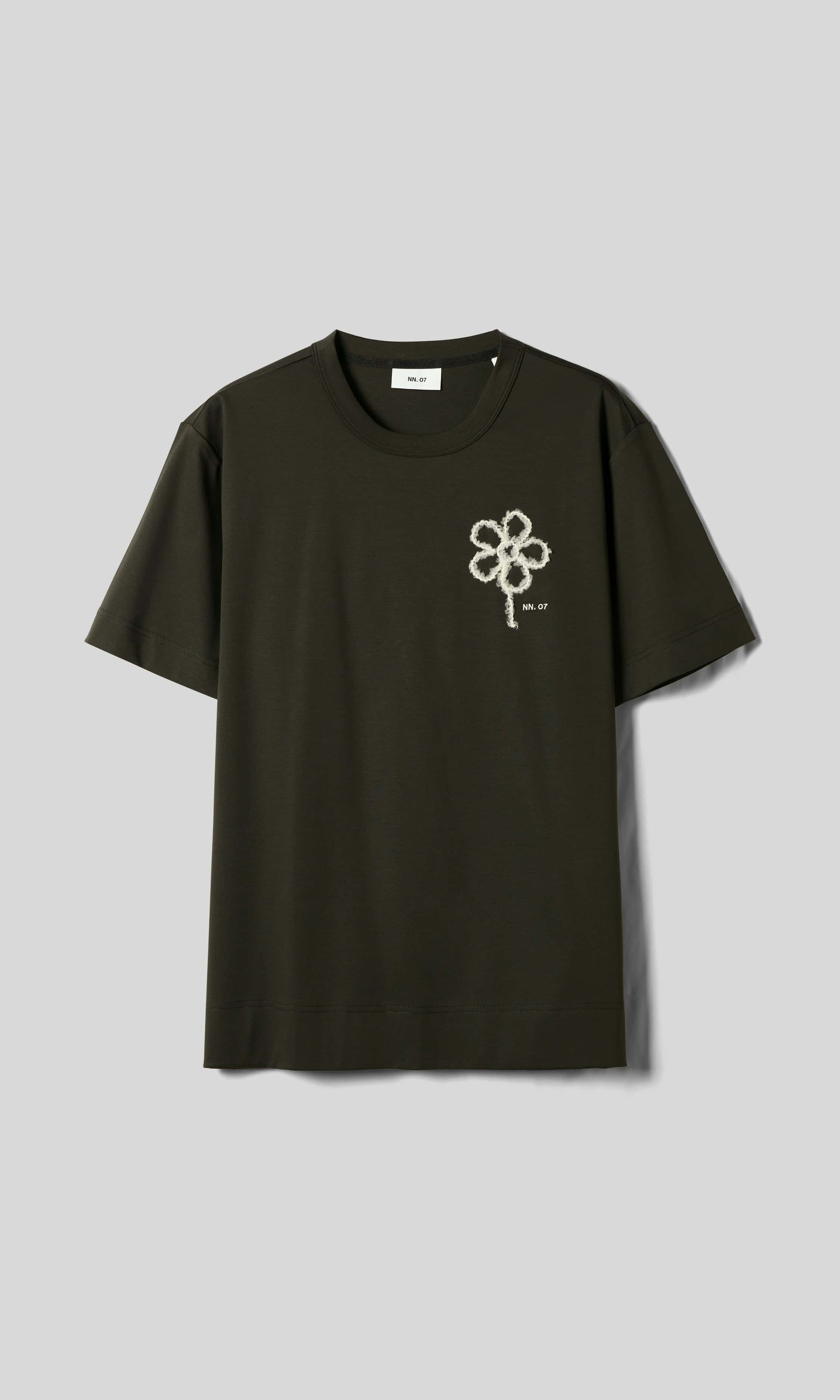 NN07 Pedro Broderad T-shirt Mörkgrön