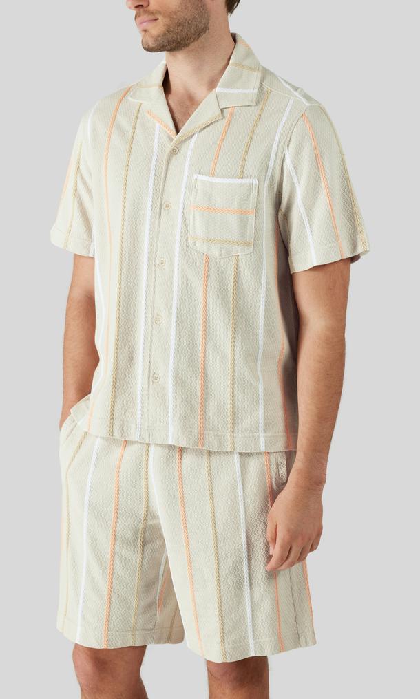 J.Lindeberg Theron Randig Resortskjorta Beige