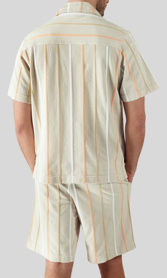 J.Lindeberg Theron Randig Resortskjorta Beige