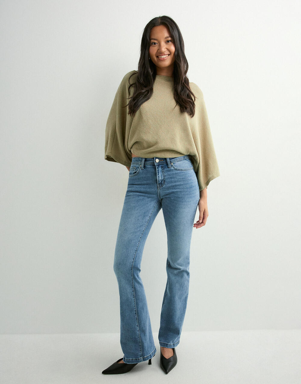 Only Mid Waist Flared Jeans Medium Blue