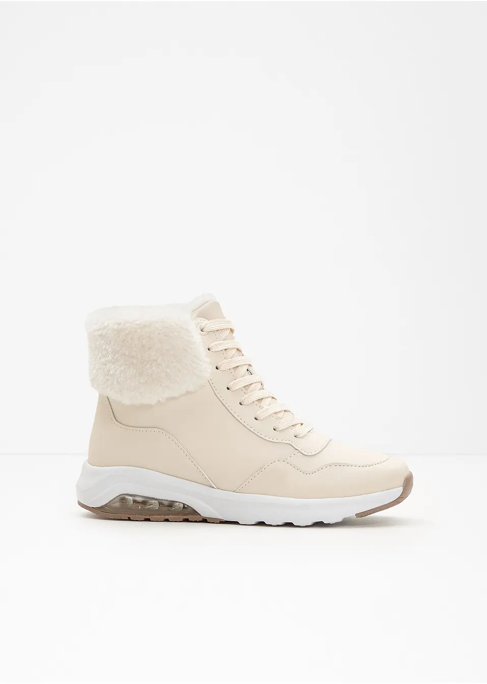 Beige sportiga barnsneakers med högt skaft