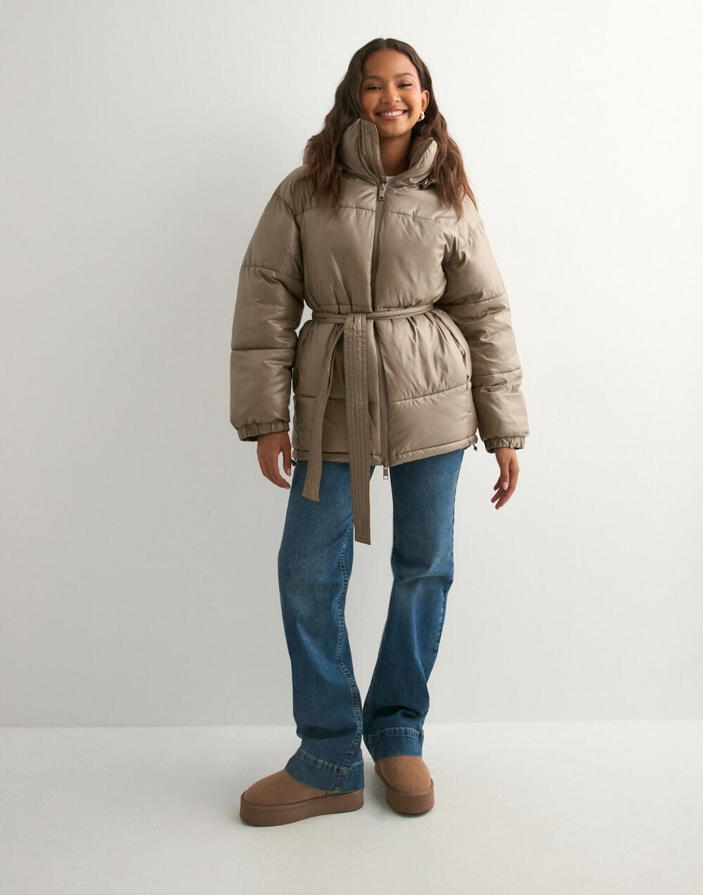Nelly Volume Precious Puffer Jacket Brown