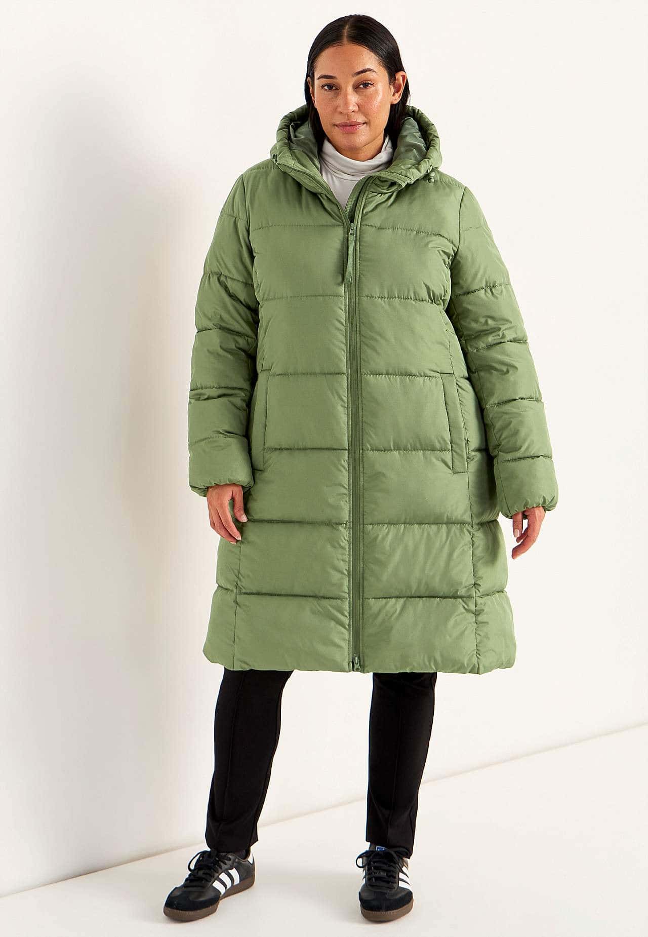 Elegant grön vinterkappa för damer