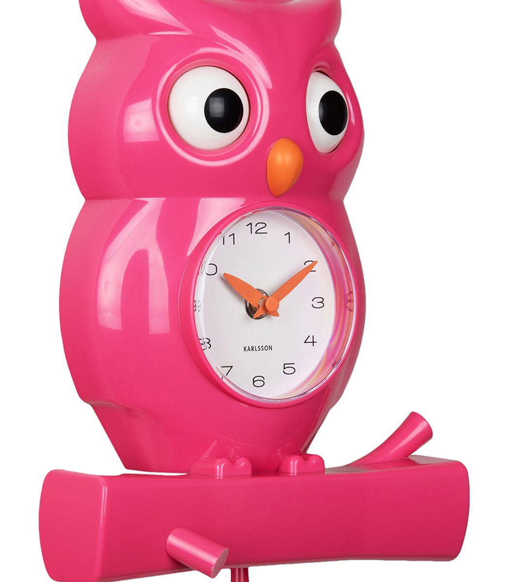 Karlsson Väggklocka Owl Pendulum Rosa
