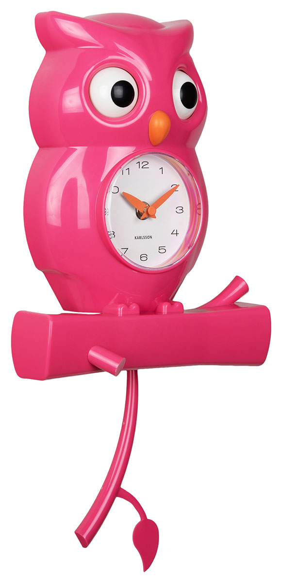 Karlsson Väggklocka Owl Pendulum Rosa