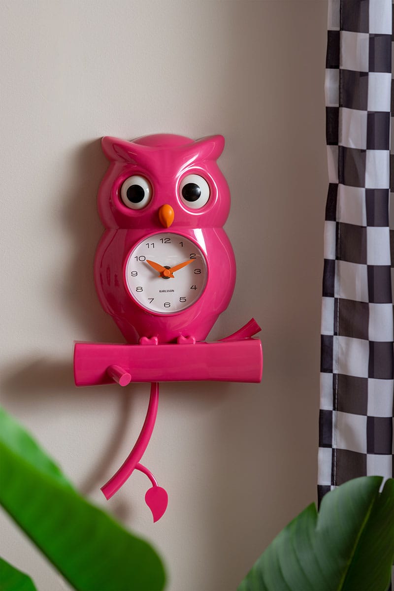 Karlsson Väggklocka Owl Pendulum Rosa