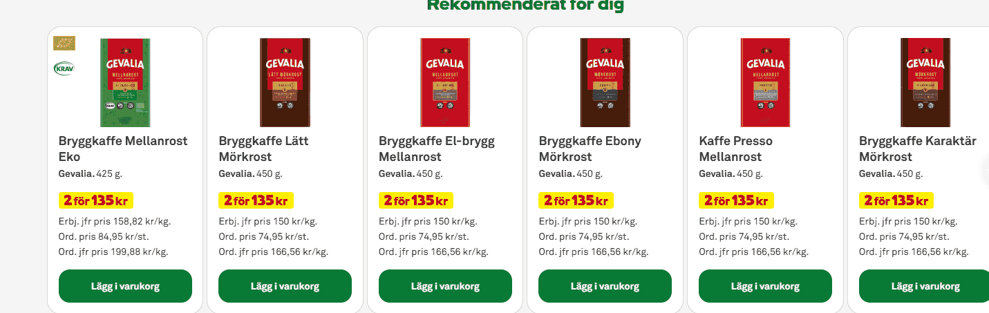 Gevalia Bryggkaffe Mellanrost 500g - 2 för 135kr