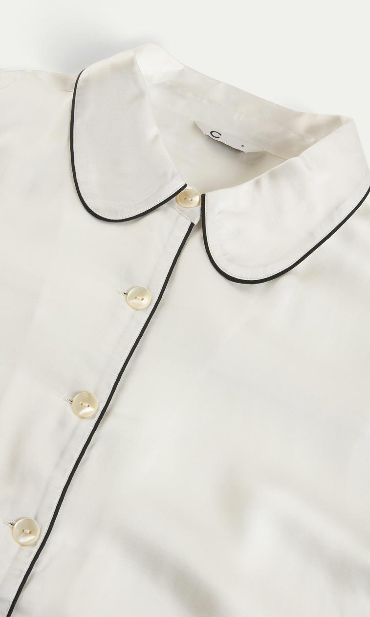 Cremefärgad Satinskjorta för Dam