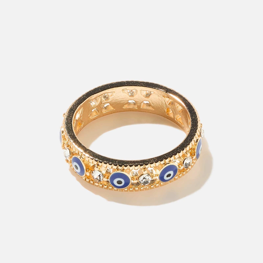Guldfärgad ring - blå ögon, 17