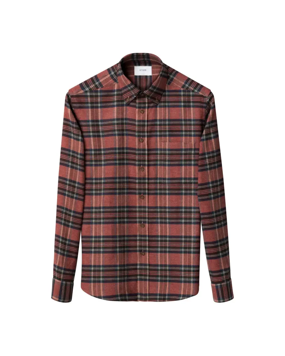 Eton Rutig Röd Flanellskjorta