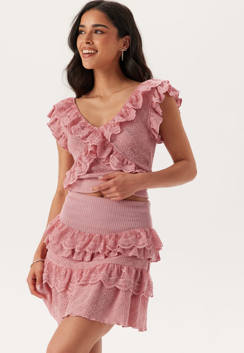 Andrea Norrman Knitted Frill Mini Skirt