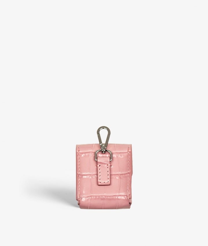 The Case Factory AirPods Läderfodral Croco Rosa