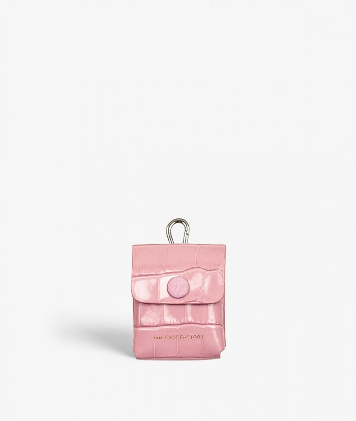 The Case Factory AirPods Läderfodral Croco Rosa