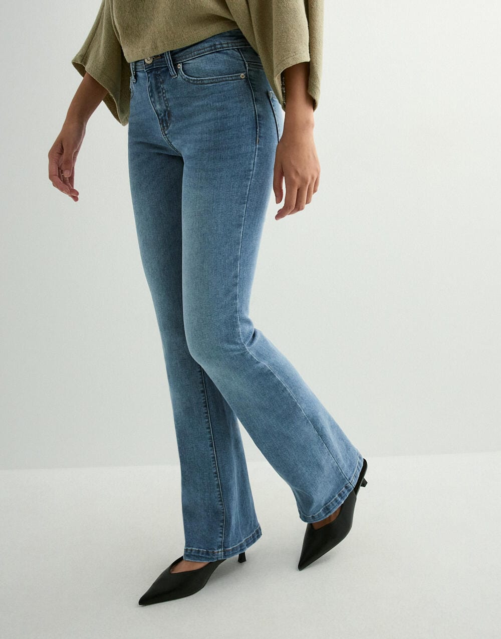 Only Mid Waist Flared Jeans - Blue