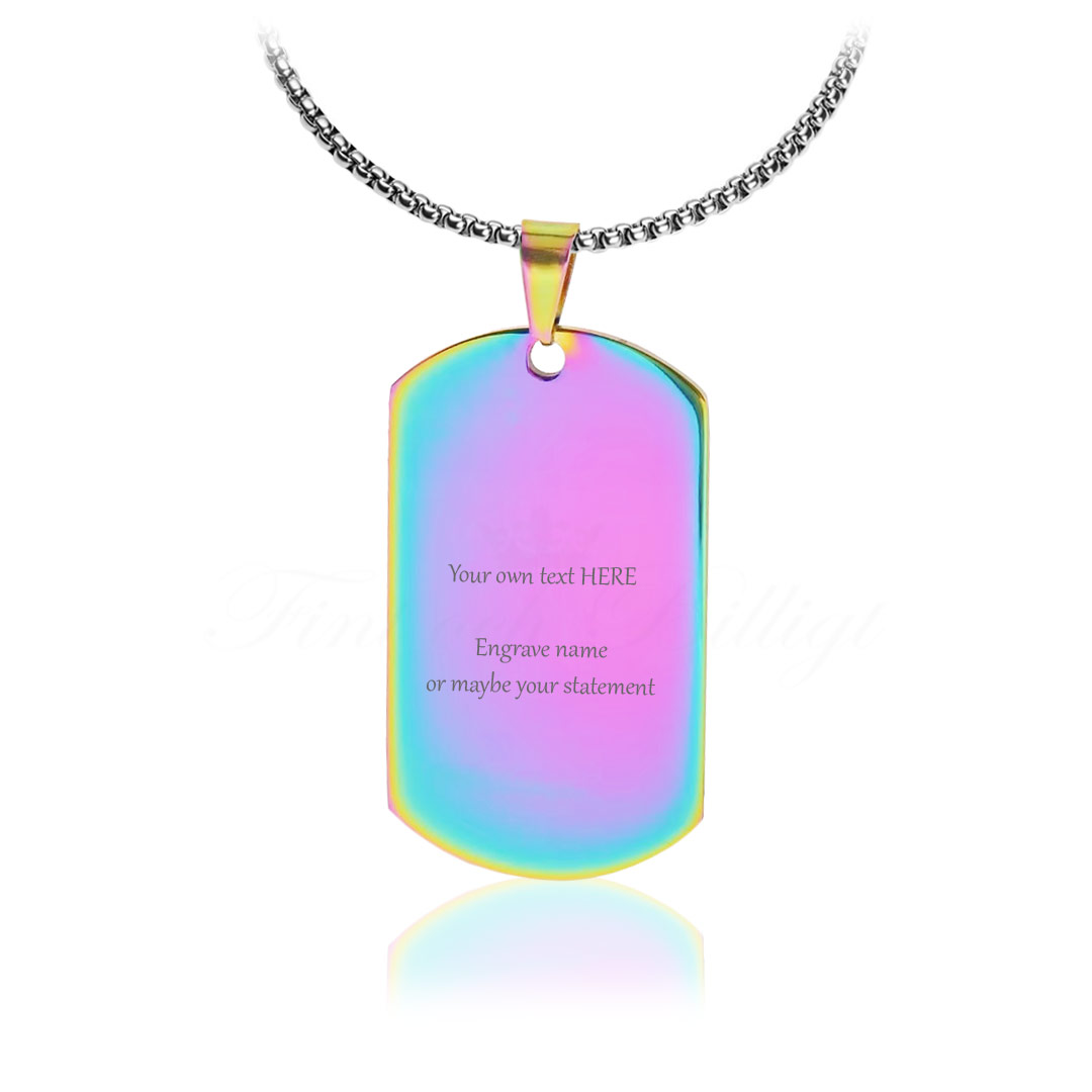 Graverad Flerfärgad Halsband Id-bricka