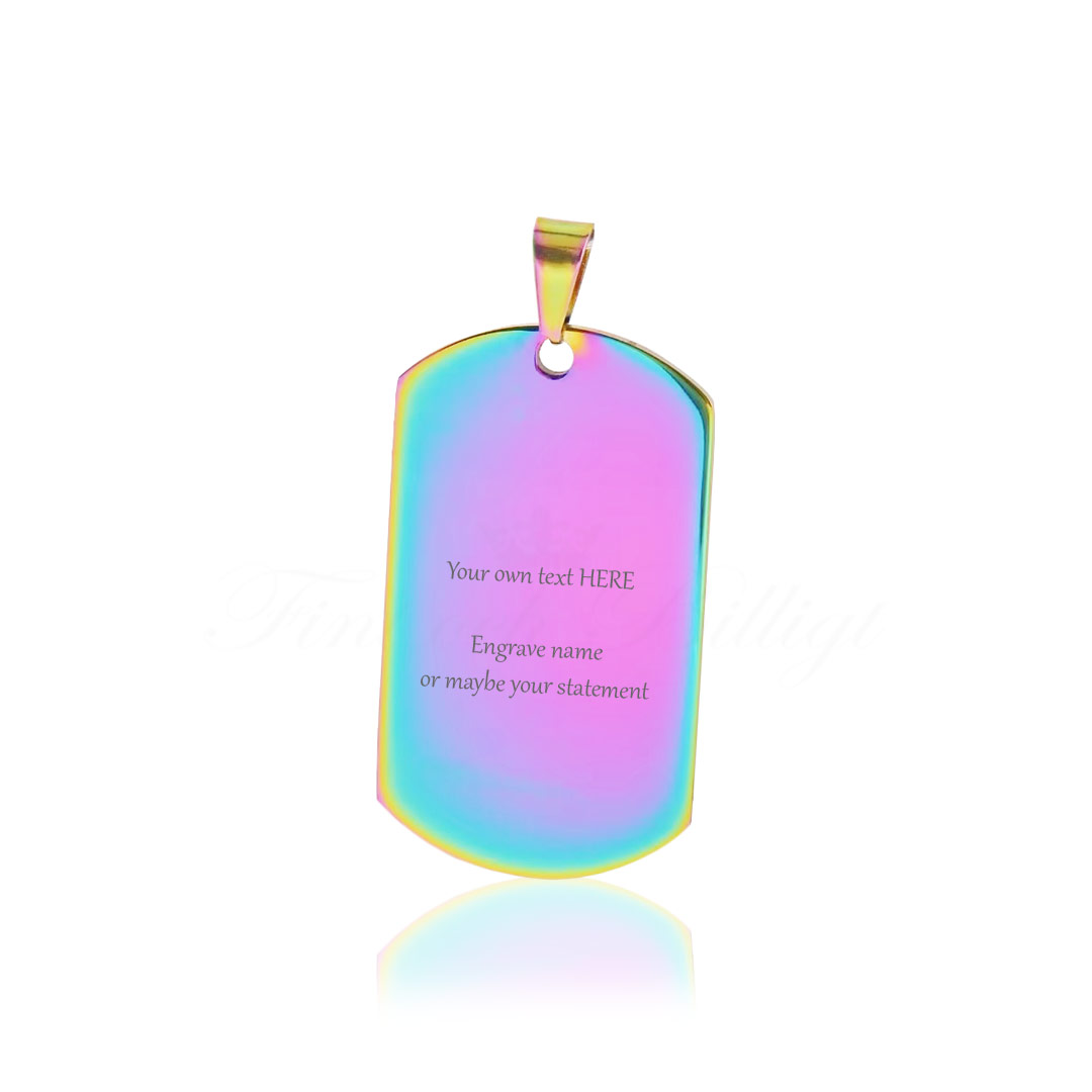 Graverad Flerfärgad Halsband Id-bricka