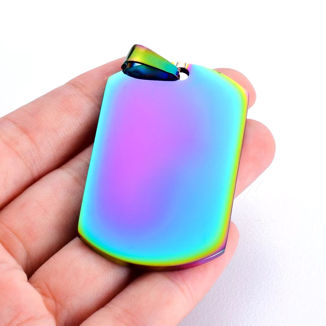 Graverad Flerfärgad Halsband Id-bricka