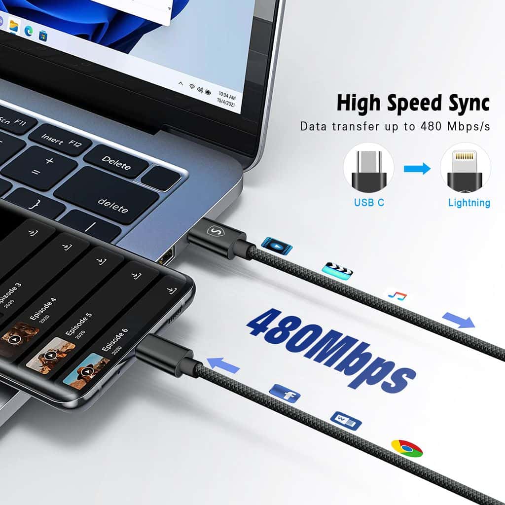 SiGN USB-C till Lightning-kabel 2m Svart