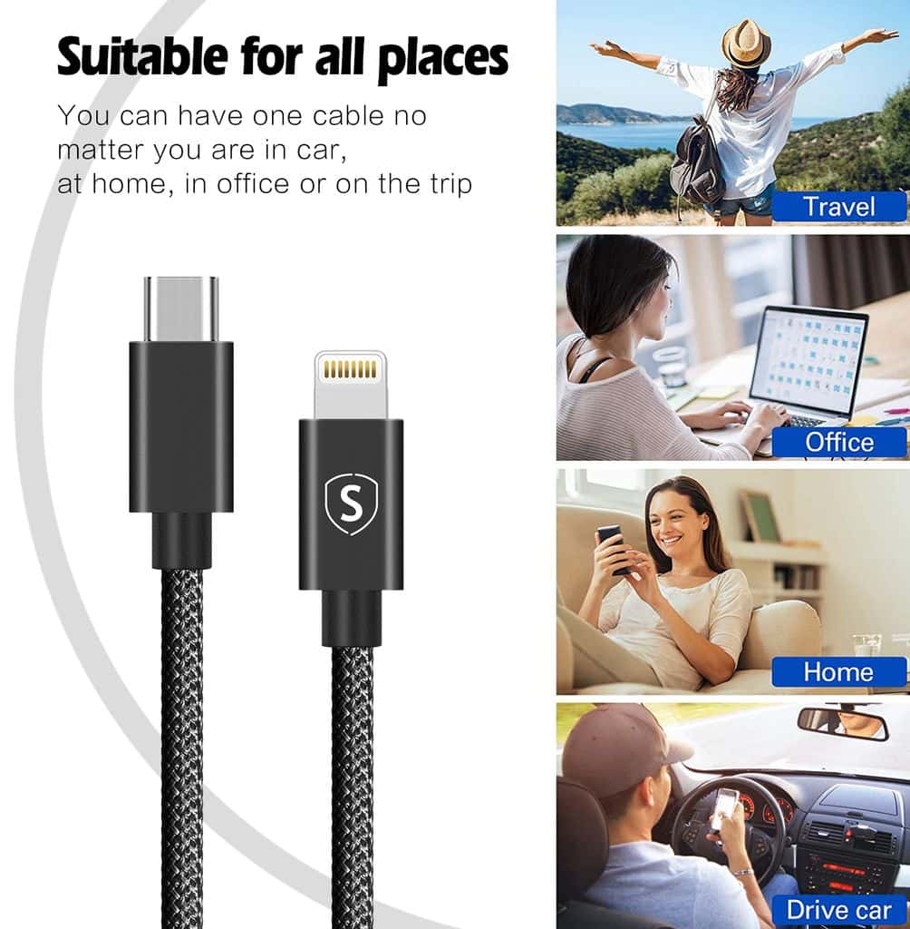 SiGN USB-C till Lightning-kabel 2m Svart