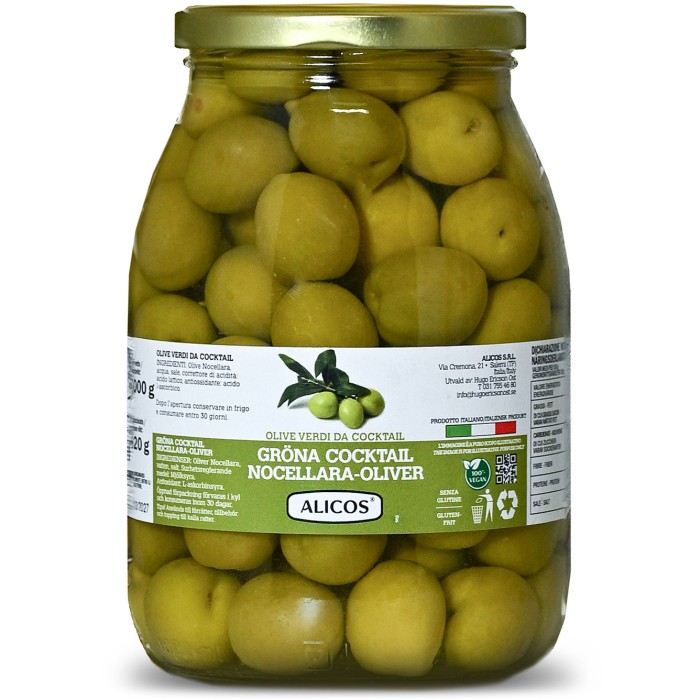 Alicos Nocellara Oliver 1kg Förpackning